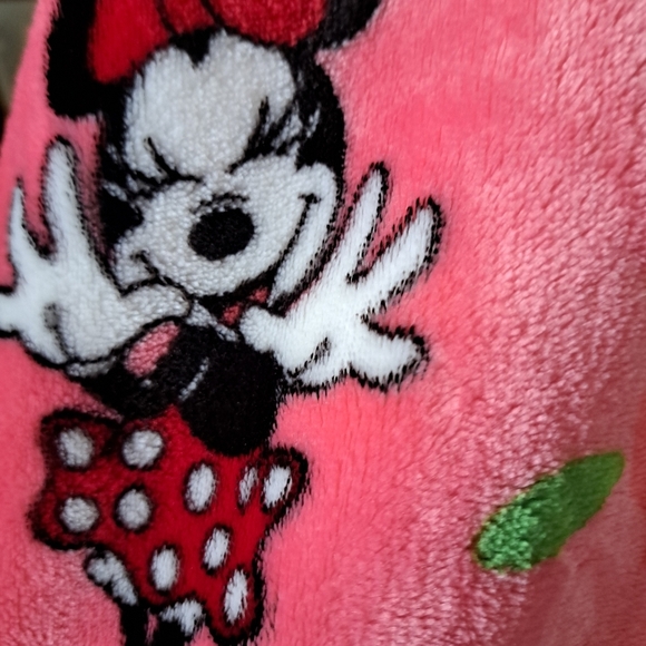 DISNEY THE BIG ONE Minnie Mouse plush cozy blanket hearts flowers bows soft '23 - Picture 6 of 13